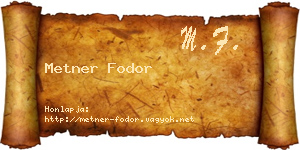 Metner Fodor névjegykártya